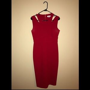 Red sleeveless cut out Calvin Klein dress